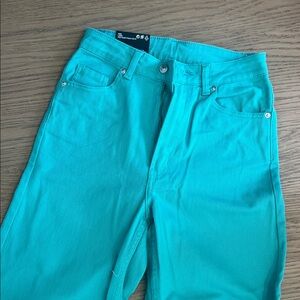 {h&m} green wide leg jeans